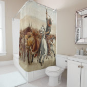 フレデリック・レミントンによるラウンドアップウェスタン・アート シャワーカーテン (インサイチュ)