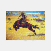 フレデリック・レミントン寒い朝がレンジに フリースブランケット (正面(横))