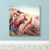 フレデリック・レミントン・ウェスタン・アート「アパッチ・アンブッシュ」 キャンバスプリント (インサイチュ (ウッドフロア))