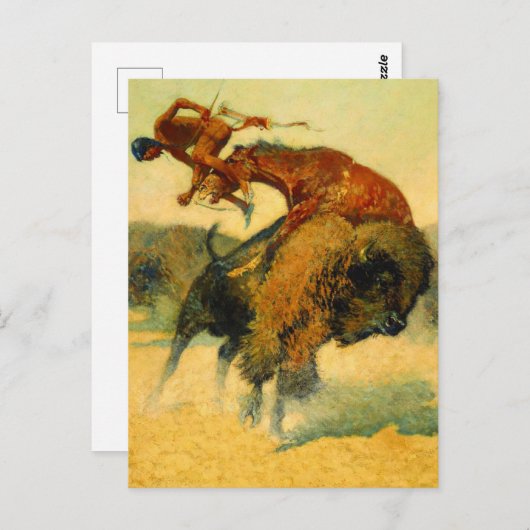 フレデリック・レミントン・ウェスタン・アート「エピソード – バッファロー ポストカード (正面/裏面)