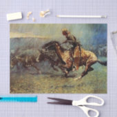 フレデリック・レミントン・ウェスタン・アート「スタンピード」 薄葉紙 (クラフト)