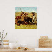 フレデリック・レミントン・ウェスタン・アート「バッファロー狩り」 ポスター (キッチン)