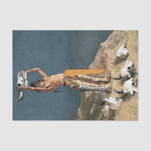 フレデリック・レミントン・ウェスタン・アート「バフを誘う 薄葉紙 (正面)