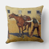 フレデリック・レミントン・ウェスタン・アート「彼の最初のレッスン」 クッション (裏面)