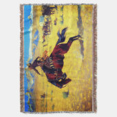 フレデリック・レミントン『荒野の冷たい朝』 スローブランケット (正面縦)