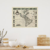 フレドリック・ド・ウィットによるアメリカの地図1660 ポスター (キッチン)