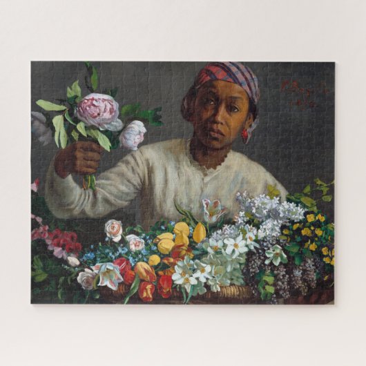フレドリック・バジルの牡丹を持つ若い女性 ジグソーパズル (横)