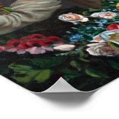 フレドリック・バジルの牡丹を持つ若い女性 ポスター (角)