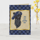 フレミングバッジ&タータンチェックパーソナライズされたカード カード (黄色い花)