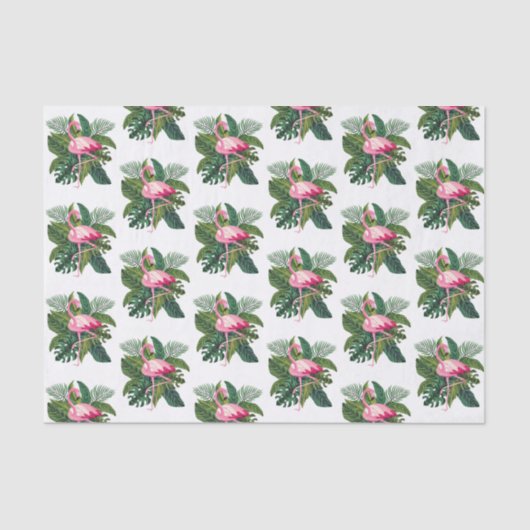 フレミンゴトロピカルリーフボタニカルパターン 薄葉紙 (正面)