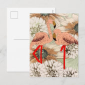 フレミンゴ ピンク フローラル トロピカル リーフ グリッター シーズンポストカード (正面/裏面)