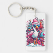 フレミンゴ フェスティビティ サンタ ハット アンド グラス クリスマス キーホルダー (正面)