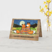 "フレミン・ラブ" 赤い狐のロマンチックな記念日カード カード (黄色い花)