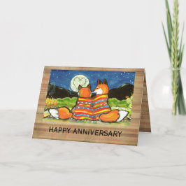 "フレミン・ラブ" 赤い狐のロマンチックな記念日カード カード