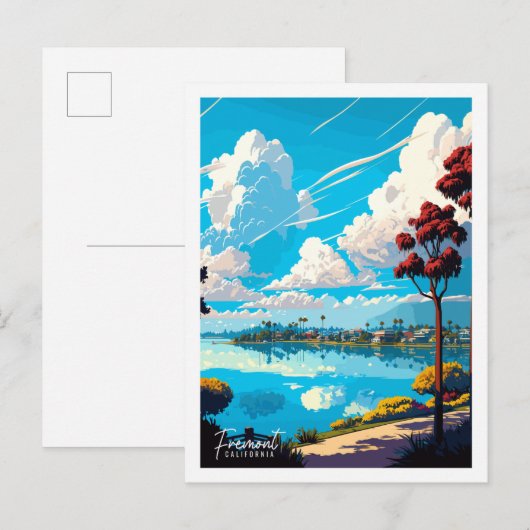 フレモントカリフォルニアヴィンテージ旅行イラストレーション ポストカード (正面/裏面)