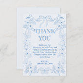 フレンスのトワ・ド・ジュイ・ブルー・フローラ・ブライダルシャワー サンキューカード (正面/裏面)