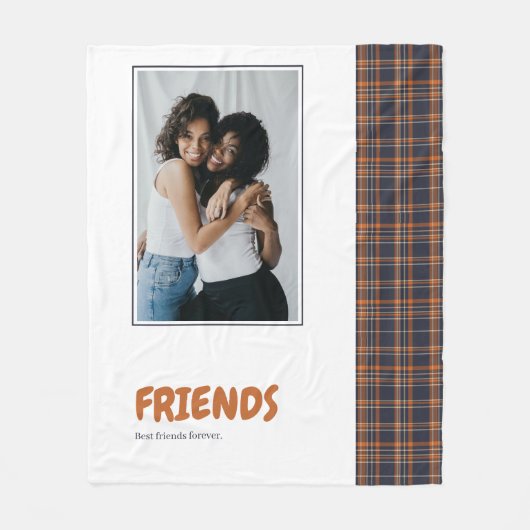 フレンズおもしろいパーソナライズされたオレンジタータンチェック フリースブランケット (正面)