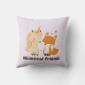 フレンズお洒落ユニコーン&キツネ | 魔法の動物 クッション (裏面)
