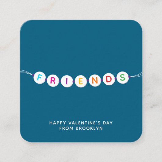 フレンズかわいい友情ブレスレットティール(緑がかった色)バレンタイン エンクロージャーカード (正面)