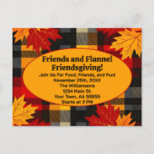 フレンズとフランネルの友達与えるプレイド招待状 シーズンポストカード (正面)