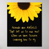 フレンズはエンジェルインスパイアズの引用文ひまわり実在の花 箔ポスター (正面)