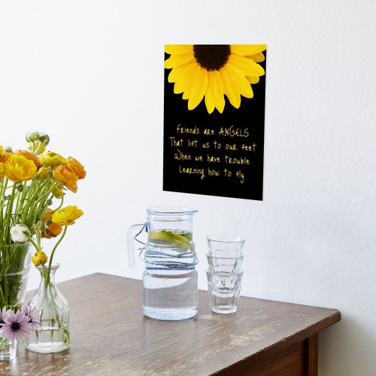 フレンズはエンジェルインスパイアズの引用文ひまわり実在の花 箔ポスター (レイダウン (キッチン))