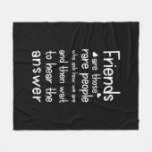 フレンズは希少な人フレンドシップ引用文ブラック フリースブランケット (正面(横))