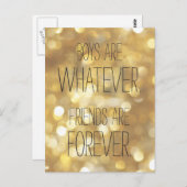 フレンズは永遠に金ゴールドスパークルスフレンドシップ引用文 ポストカード (正面/裏面)