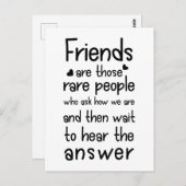 フレンズアレアピープルフレンドシップ引用文ブラック ポストカード (正面/裏面)