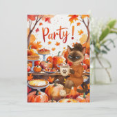 フレンズギビングパーティーのお誘い - フランネルとフィズの秋の祝い 招待状 (スタンド正面)