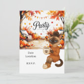 フレンズギビングパーティーのお誘い - フランネルとフィズの秋の祝い 招待状 (スタンド正面)