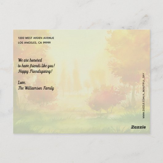 フレンズギビングフレンドグリーティング秋秋 ポストカード (裏面)