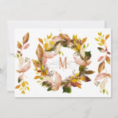 フレンズギビング ウォーターカラー 秋の植物 葉 招待状 (裏面)
