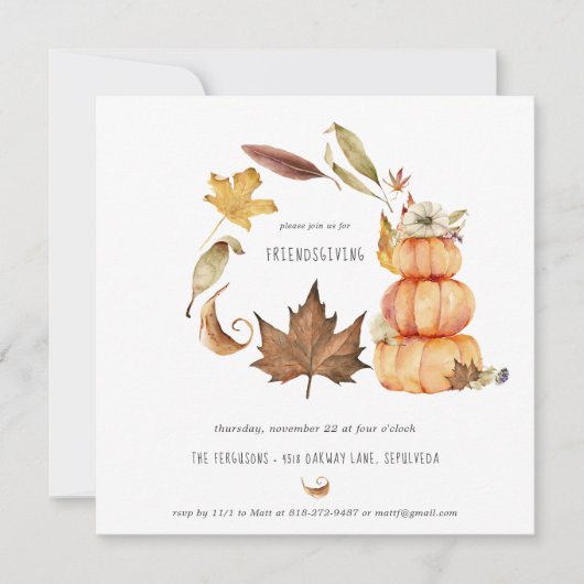 フレンズギビング・サンクスギビング・パーティーのご招待 シーズンカード (正面)