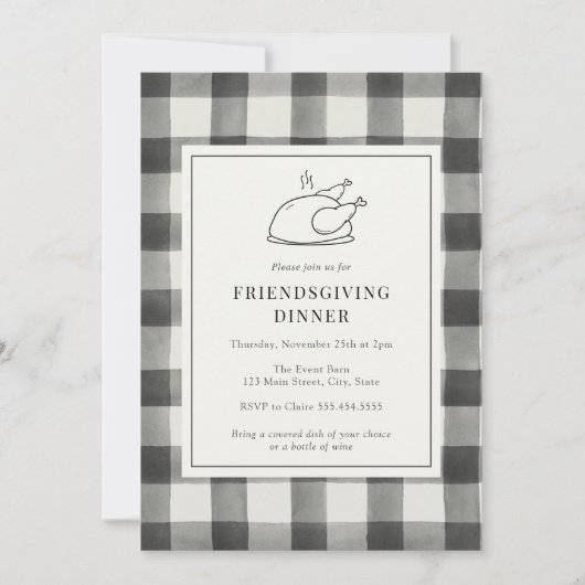 フレンズギビング ディナー ブラック バッファロー プライド 招待状 (正面)