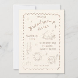 フレンズギビング 感謝祭 ニュートラルな美観 招待状