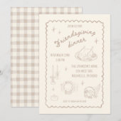 フレンズギビング 感謝祭 ニュートラルな美観 招待状 (正面/裏面)