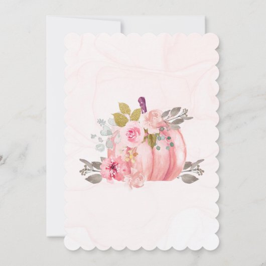 フレンズギビング 水彩のカボチャとペオニー ピンクの招待状 招待状 (裏面)