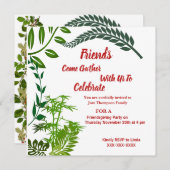 フレンズギビング 秋 落葉 水彩 招待状 (正面/裏面)