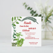 フレンズギビング 秋 落葉 水彩 招待状 (スタンド正面)