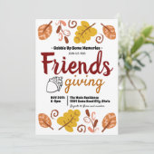 フレンズギビング 葉っぱの模様 感謝祭 招待状 (スタンド正面)