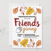 フレンズギビング 葉っぱ パターン 感謝祭 招待状 (正面)