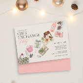 フレンズギフトエクスチェンジピンクホリデーパーティー 招待状
