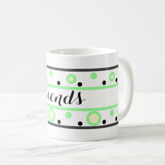 フレンズグリーンクリーム水玉模様 コーヒーマグカップ (正面右)