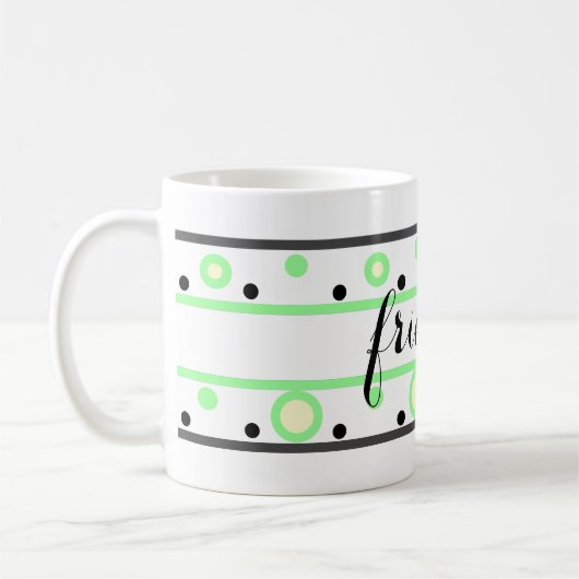 フレンズグリーンクリーム水玉模様 コーヒーマグカップ (左)