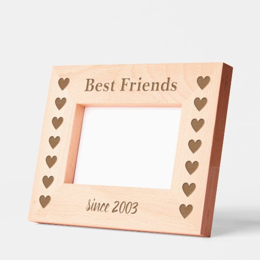 フレンズハートパターカスタムン木製フォトフレーム レーザー彫刻フレーム (左)