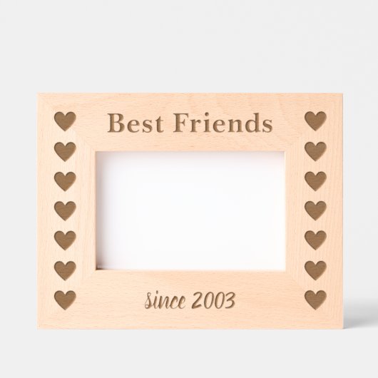 フレンズハートパターカスタムン木製フォトフレーム レーザー彫刻フレーム (正面)
