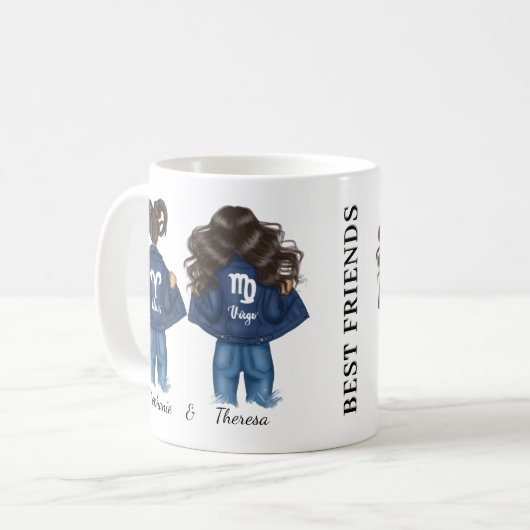 フレンズパーソナライズされた最高のアリー《星座》乙女座ガールジーン コーヒーマグカップ (正面左)