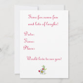 フレンズパーティの招待状レッドラディバグデイジーフラワー 招待状 (裏面)