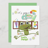 フレンズファミリーカエルハッピーバースデー招待状 招待状 (正面/裏面)